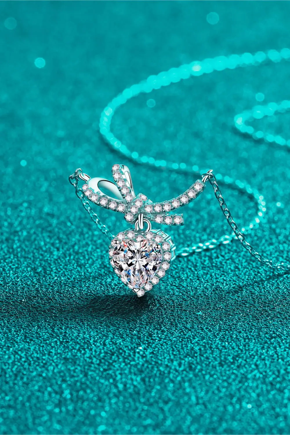 Lovcia 1 Carat Moissanite Heart Pendant Necklace-Necklaces-Silver-One Size-Silver