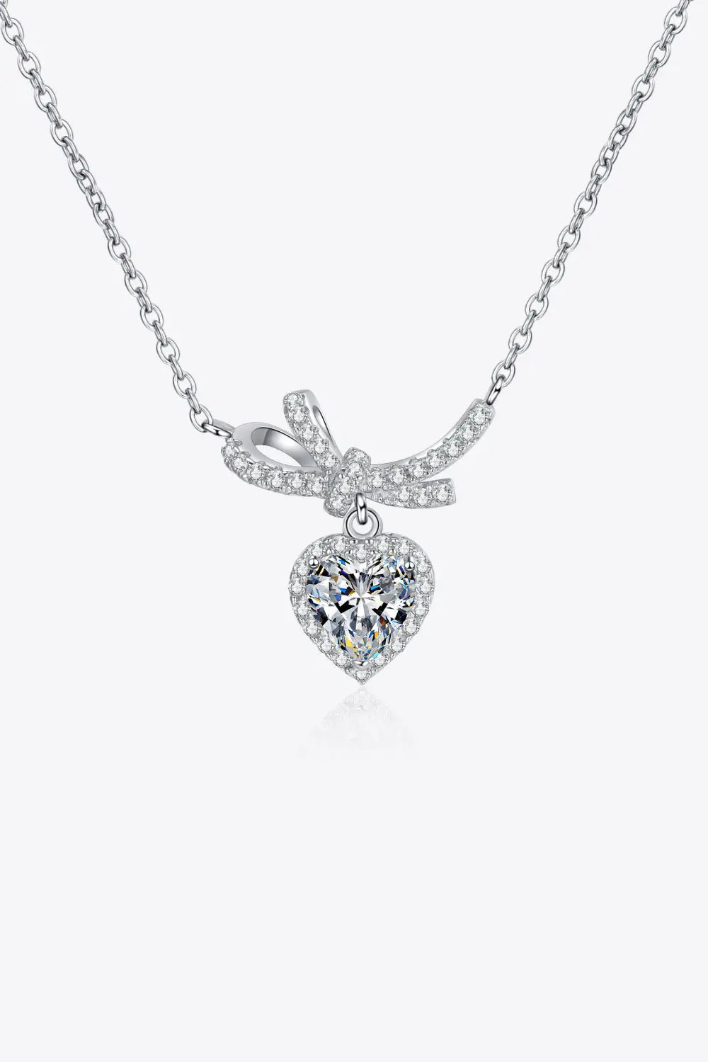 Lovcia 1 Carat Moissanite Heart Pendant Necklace-Necklaces-Silver-One Size-Silver