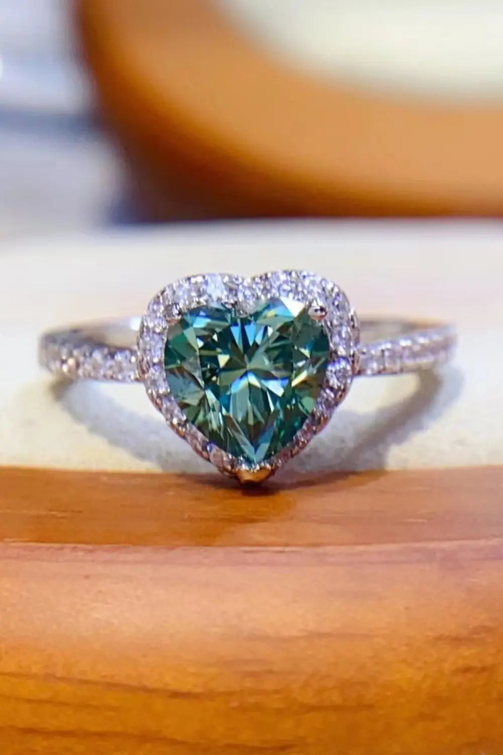 Lovcia 1-Carat Moissanite Heart Ring-Rings-Mid Green-5-Mid Green