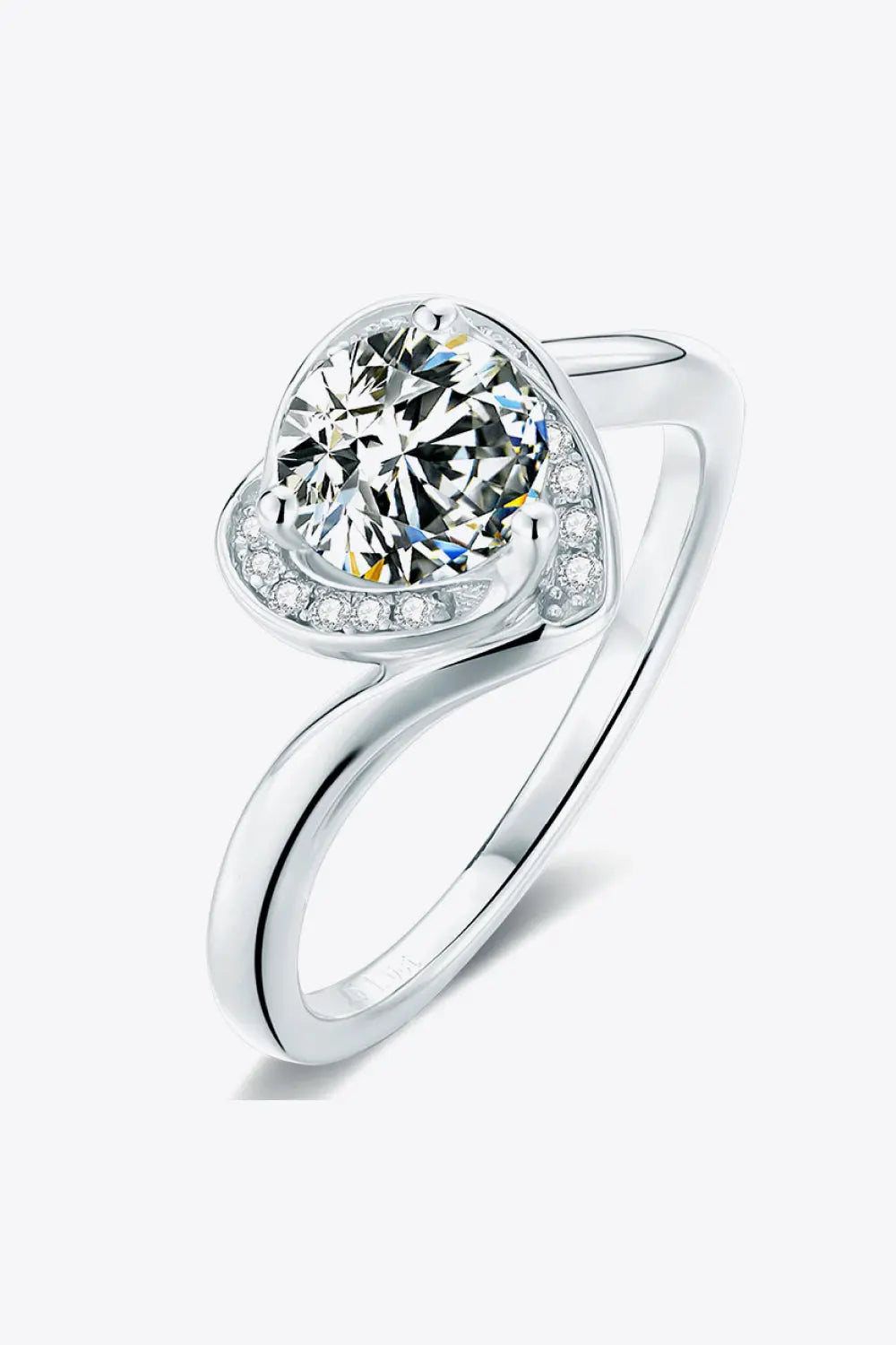 Lovcia 1 Carat Moissanite Heart Ring-Rings-Silver-4.5-Silver