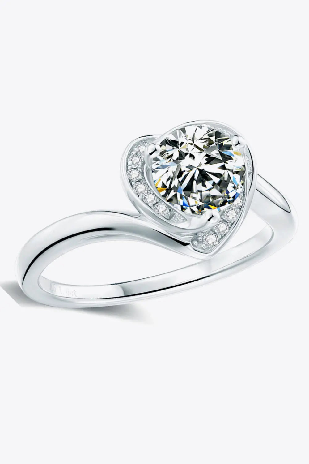 Lovcia 1 Carat Moissanite Heart Ring-Rings-Silver-4.5-Silver