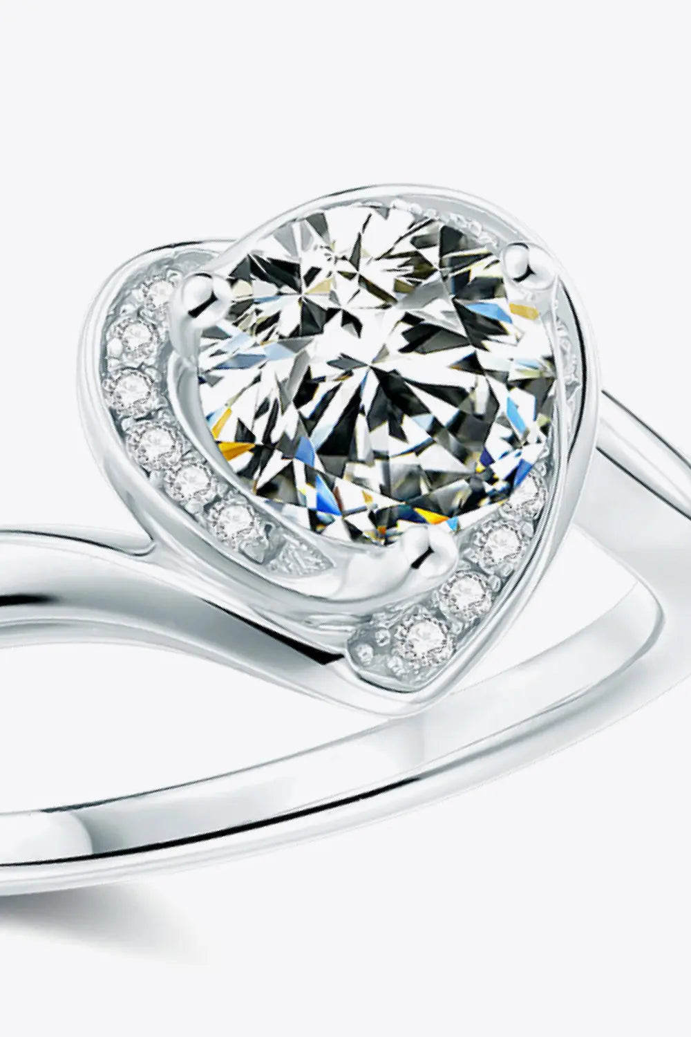 Lovcia 1 Carat Moissanite Heart Ring-Rings-Silver-4.5-Silver