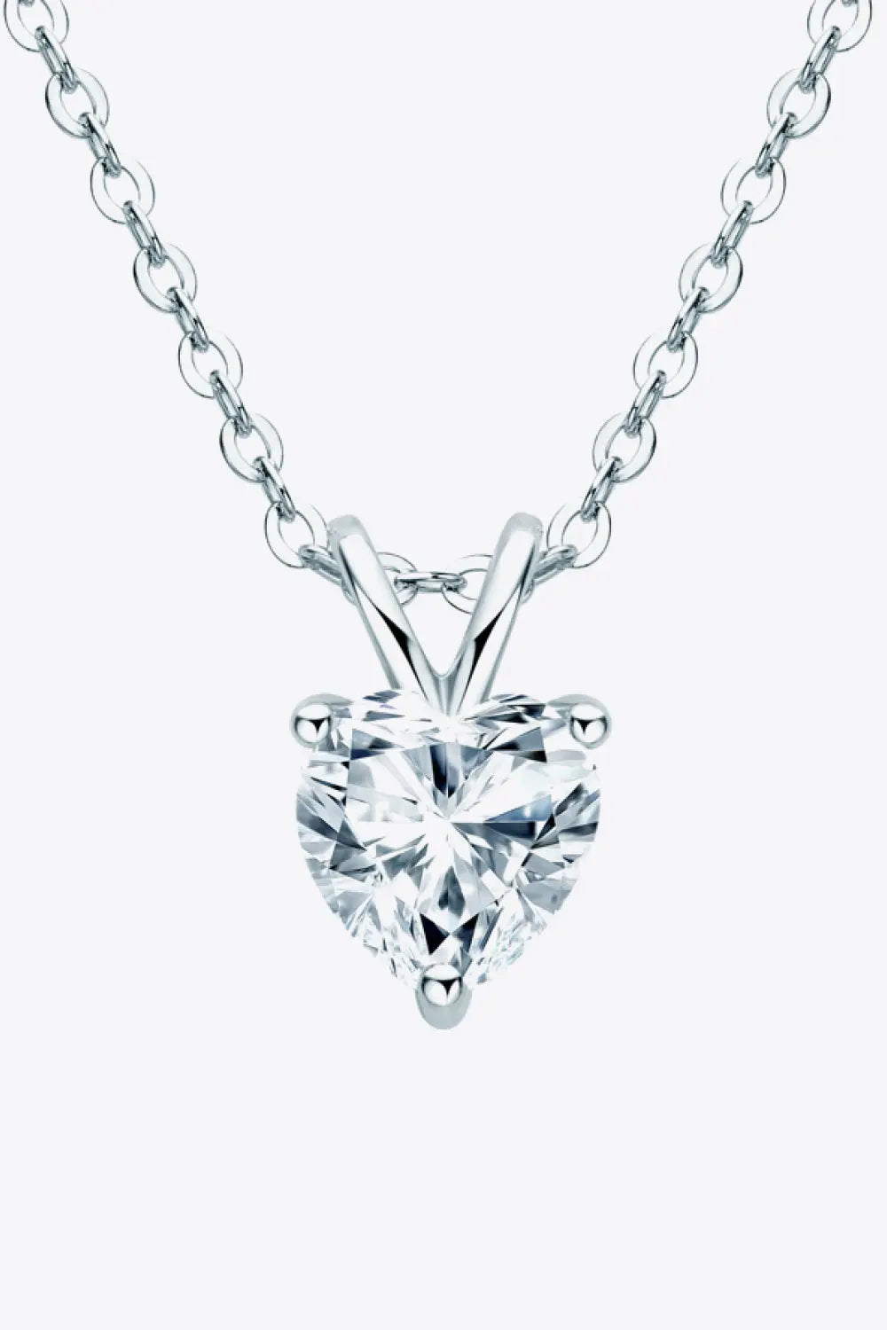Lovcia 1 Carat Moissanite Heart-Shaped Pendant Necklace-Necklaces-Silver-One Size-Silver