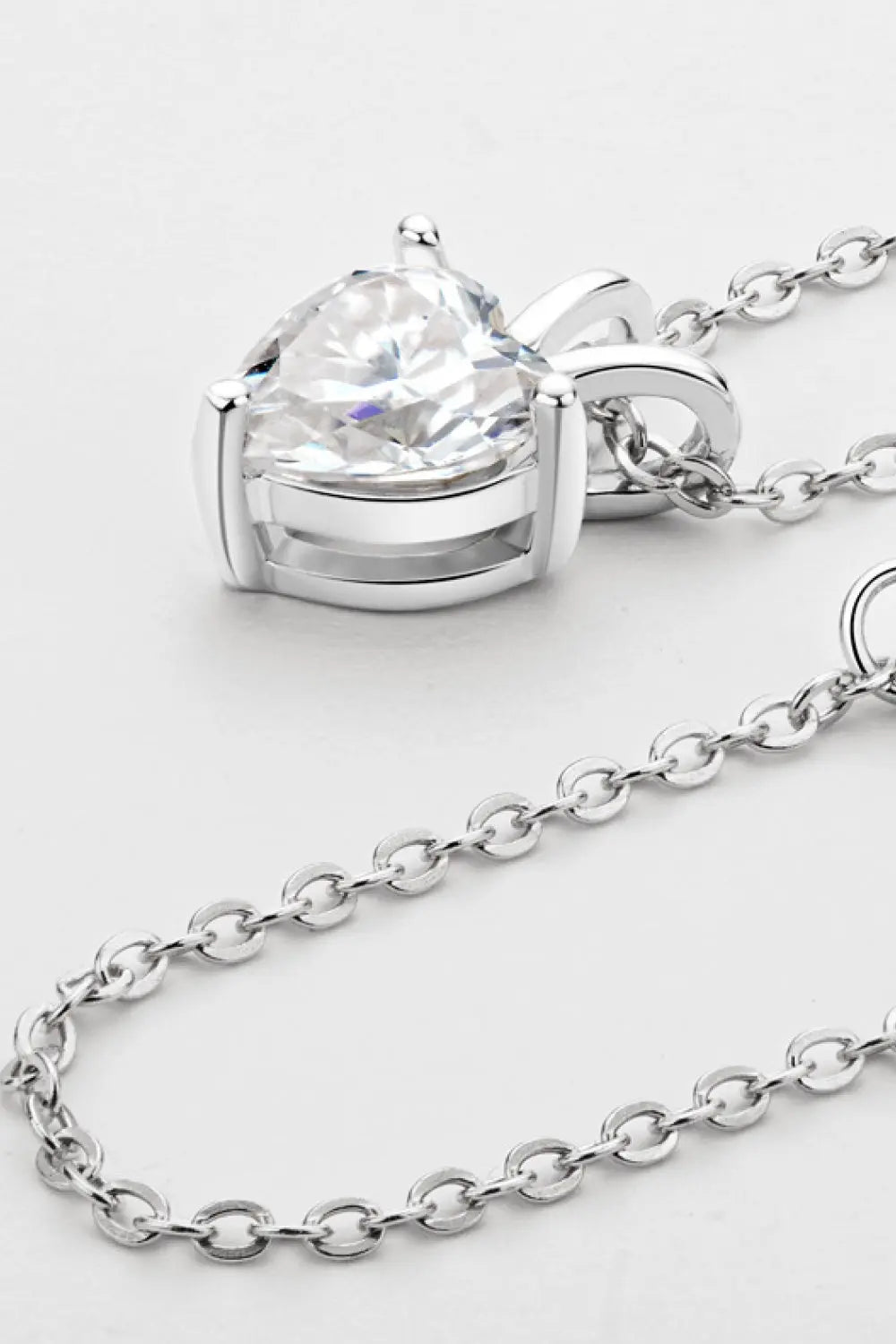 Lovcia 1 Carat Moissanite Heart-Shaped Pendant Necklace-Necklaces-Silver-One Size-Silver