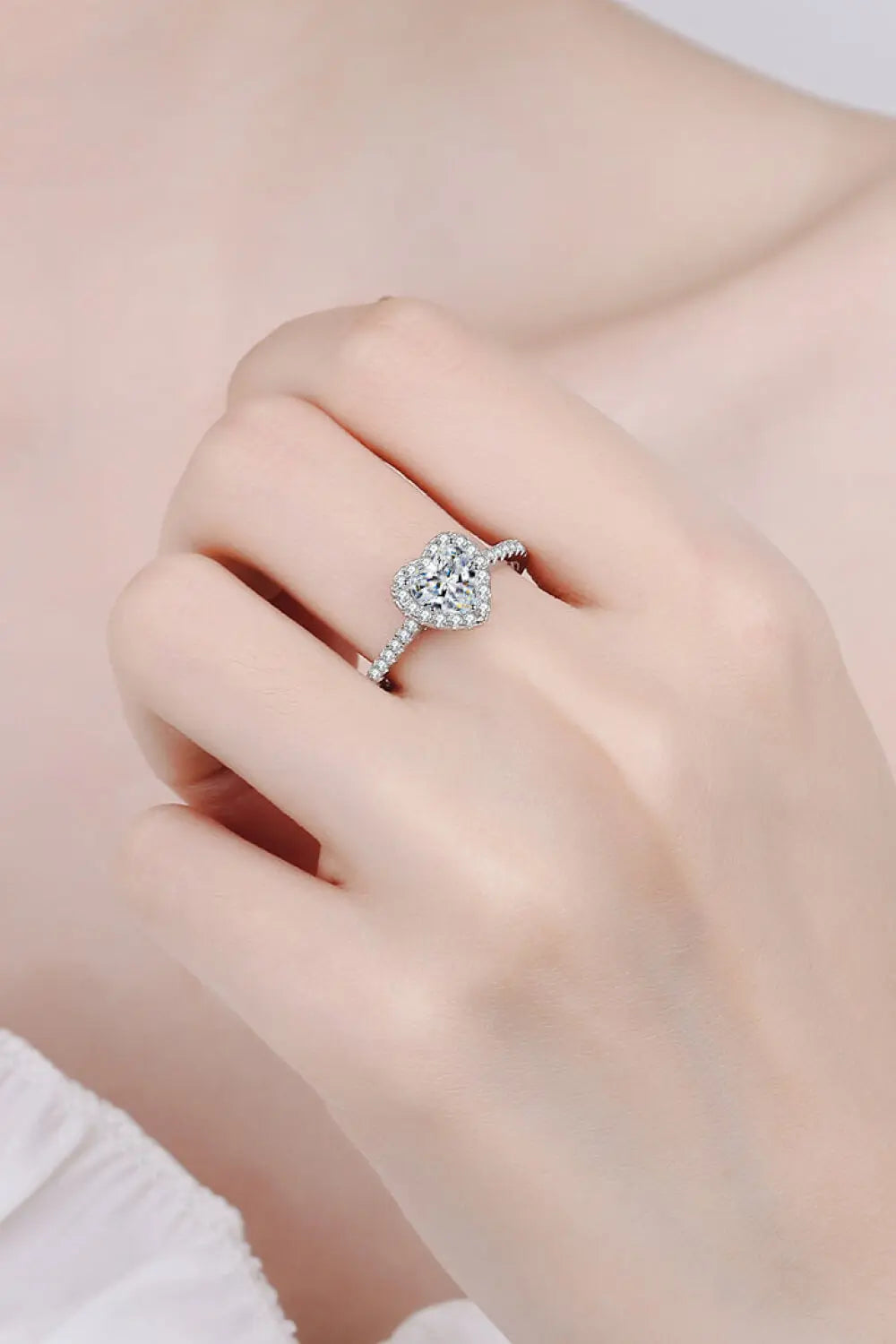 Lovcia 1 Carat Moissanite Heart-Shaped Ring-Rings-Silver-4-Silver