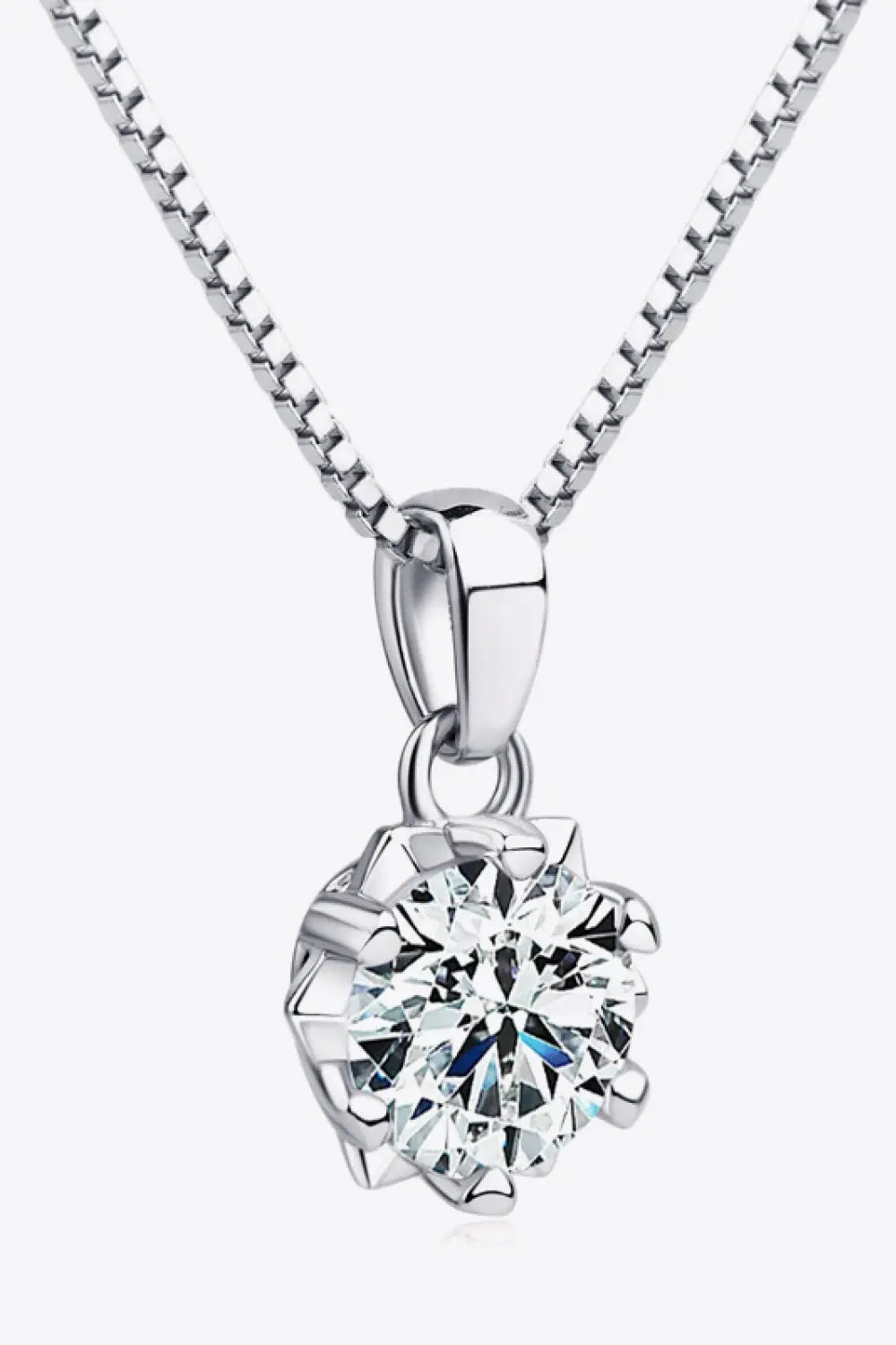 Lovcia 1 Carat Moissanite Pendant Platinum-Plated Necklace-Necklaces-Silver-One Size-Silver