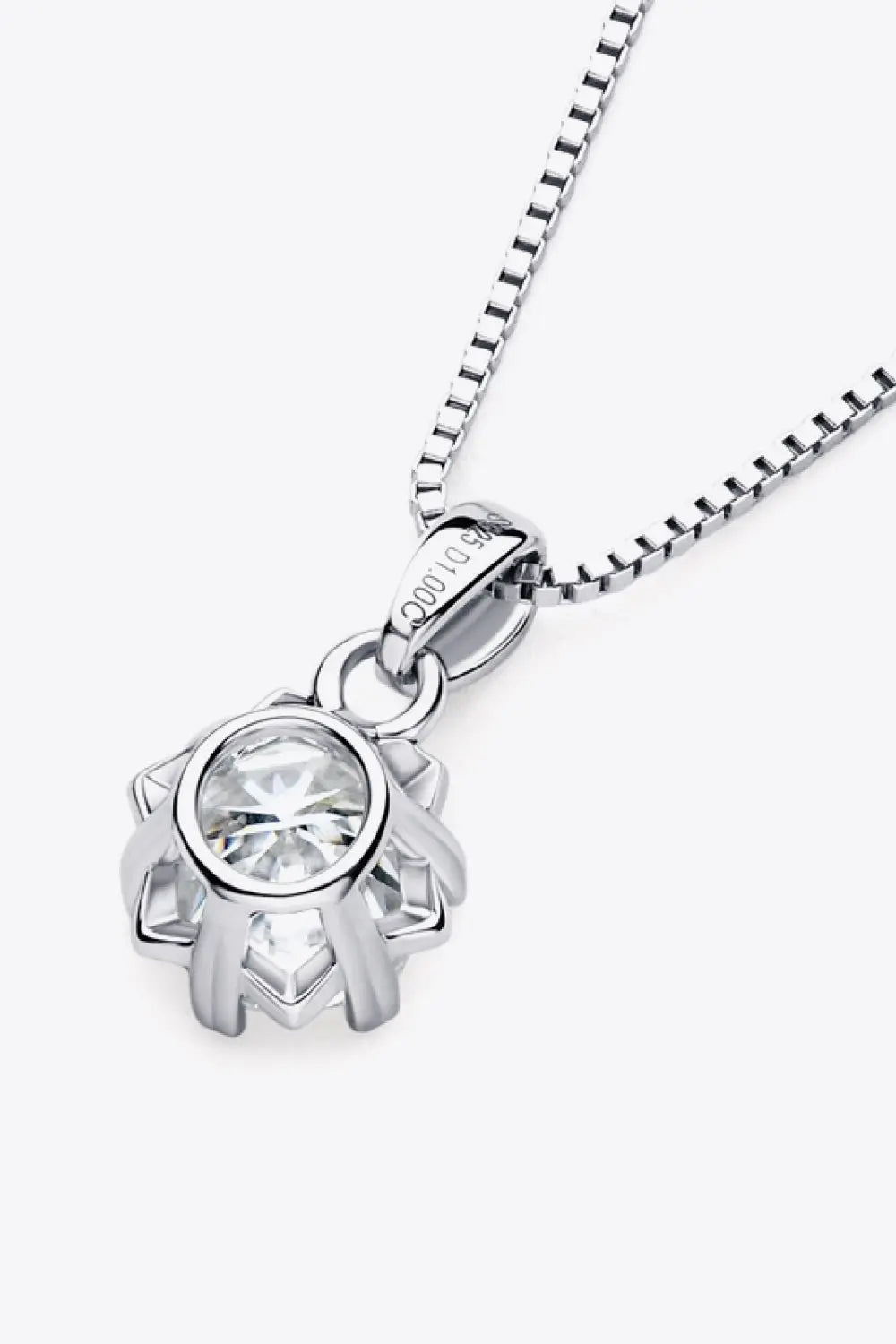 Lovcia 1 Carat Moissanite Pendant Platinum-Plated Necklace-Necklaces-Silver-One Size-Silver