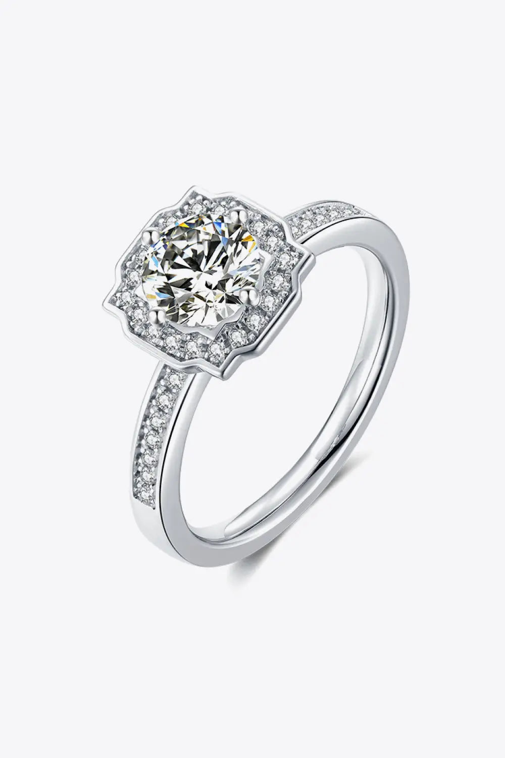 Lovcia 1 Carat Moissanite Platinum-Plated Ring-Rings-Silver-4.5-Silver