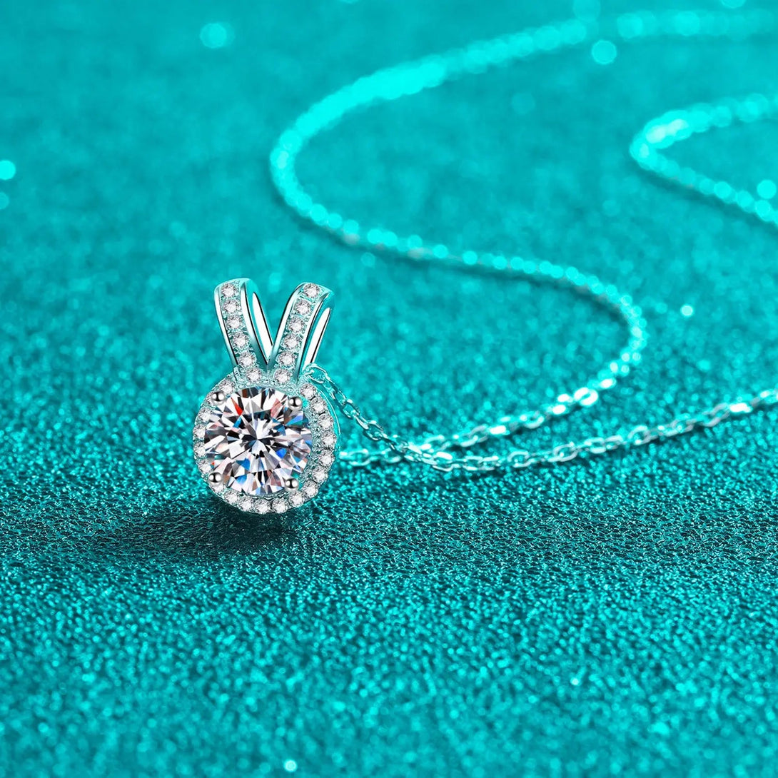 Lovcia 1 Carat Moissanite Rabbit Ears Shape Pendant Necklace-Necklaces-Silver-One Size-Silver