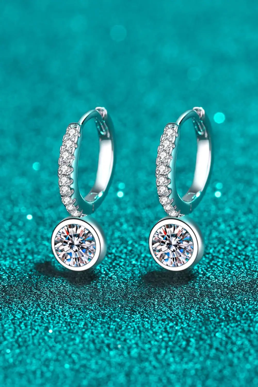 Lovcia 1 Carat Moissanite Rhodium-Plated Drop Earrings-Earrings-Silver-One Size-Silver