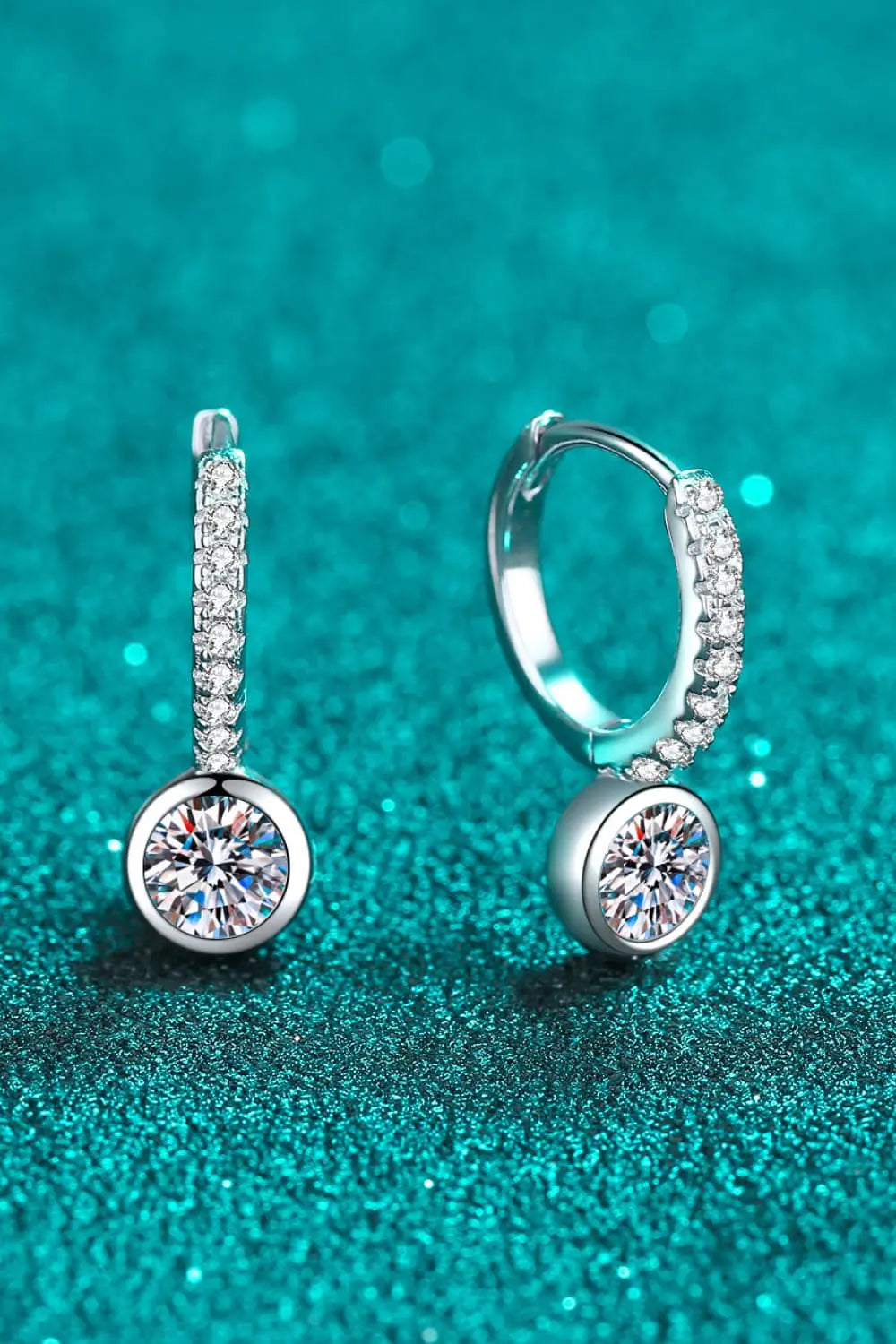 Lovcia 1 Carat Moissanite Rhodium-Plated Drop Earrings-Earrings-Silver-One Size-Silver