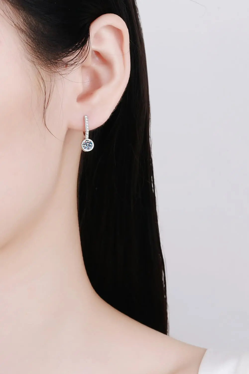 Lovcia 1 Carat Moissanite Rhodium-Plated Drop Earrings-Earrings-Silver-One Size-Silver