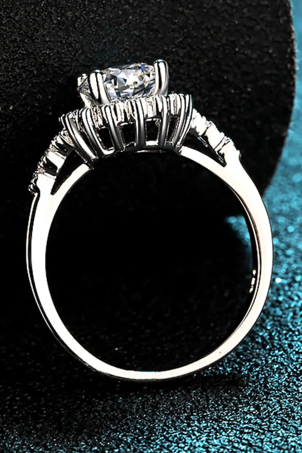 Lovcia 1 Carat Moissanite Rhodium-Plated Halo Ring-Rings-Silver-5-Silver