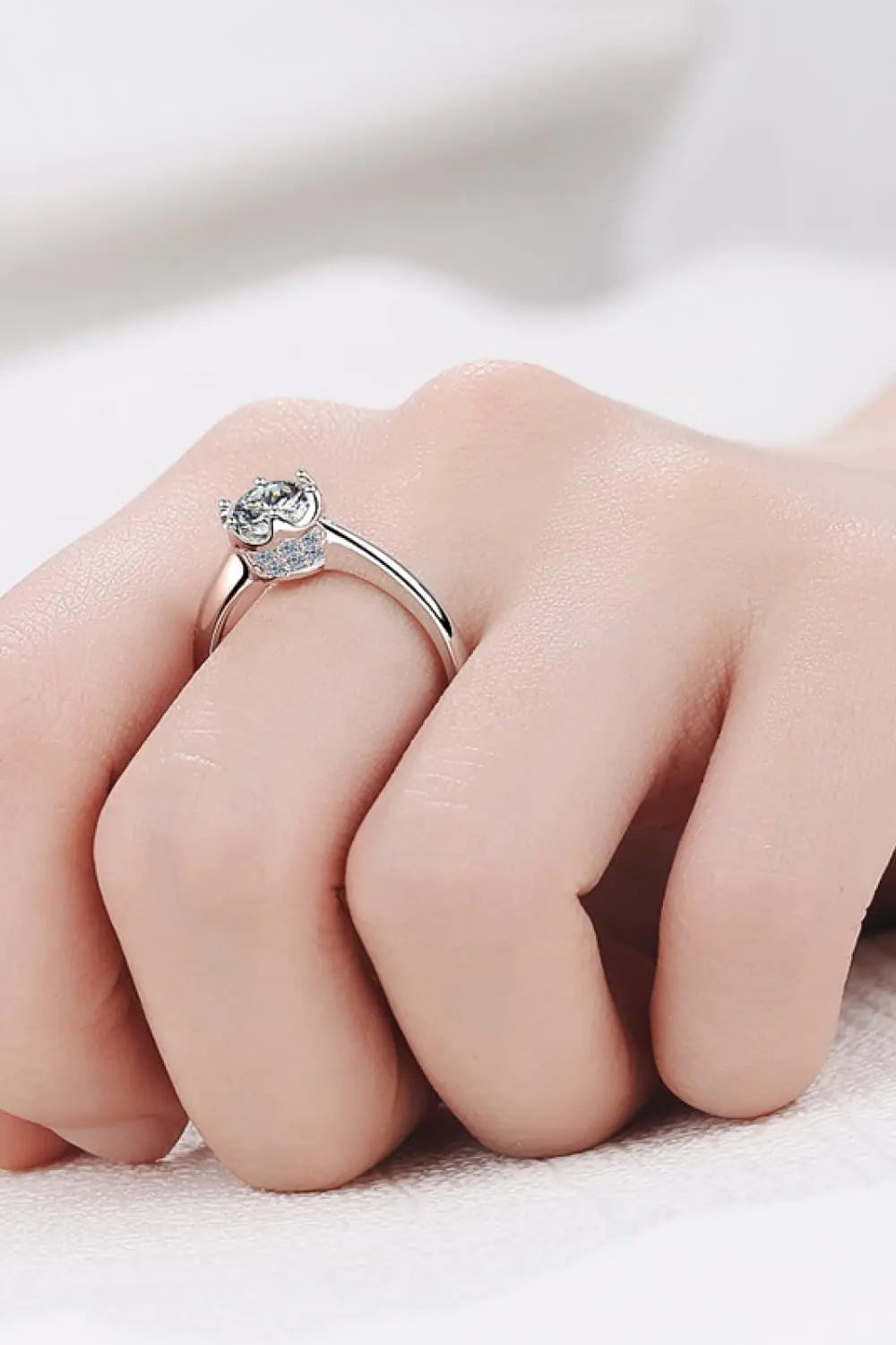 Lovcia 1 Carat Moissanite Rhodium-Plated Solitaire Ring-Rings-Silver-5-Silver