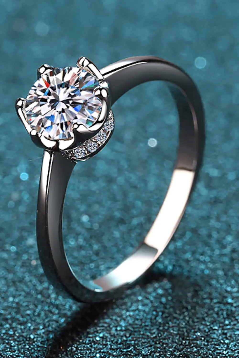 Lovcia 1 Carat Moissanite Rhodium-Plated Solitaire Ring-Rings-Silver-5-Silver