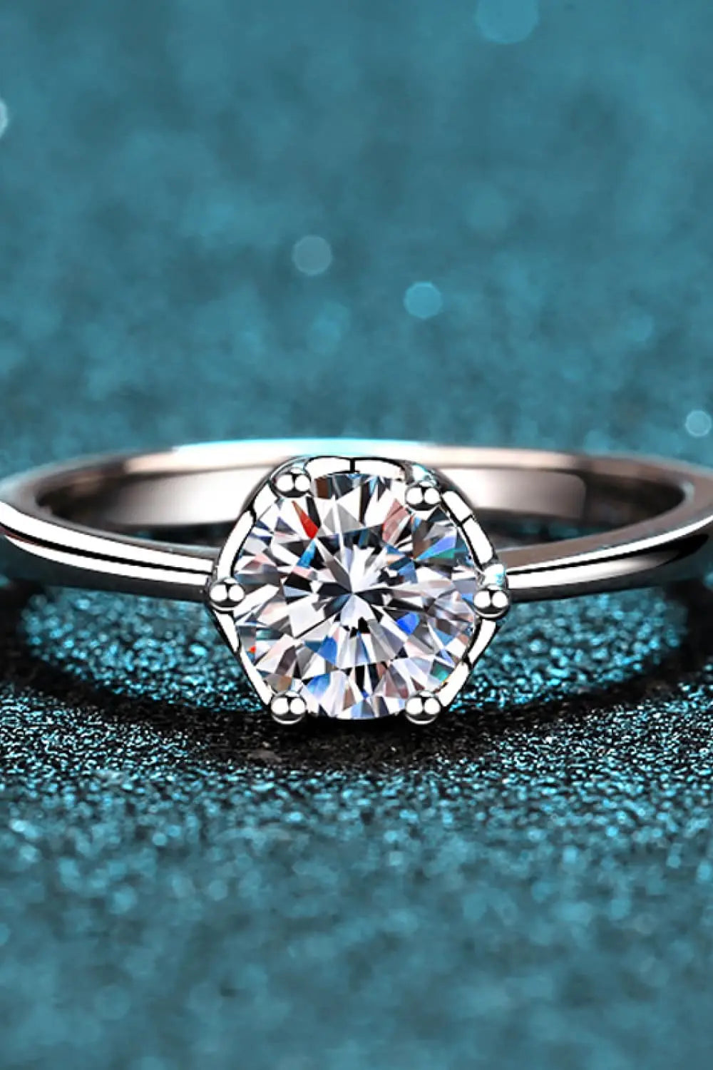 Lovcia 1 Carat Moissanite Rhodium-Plated Solitaire Ring-Rings-Silver-5-Silver