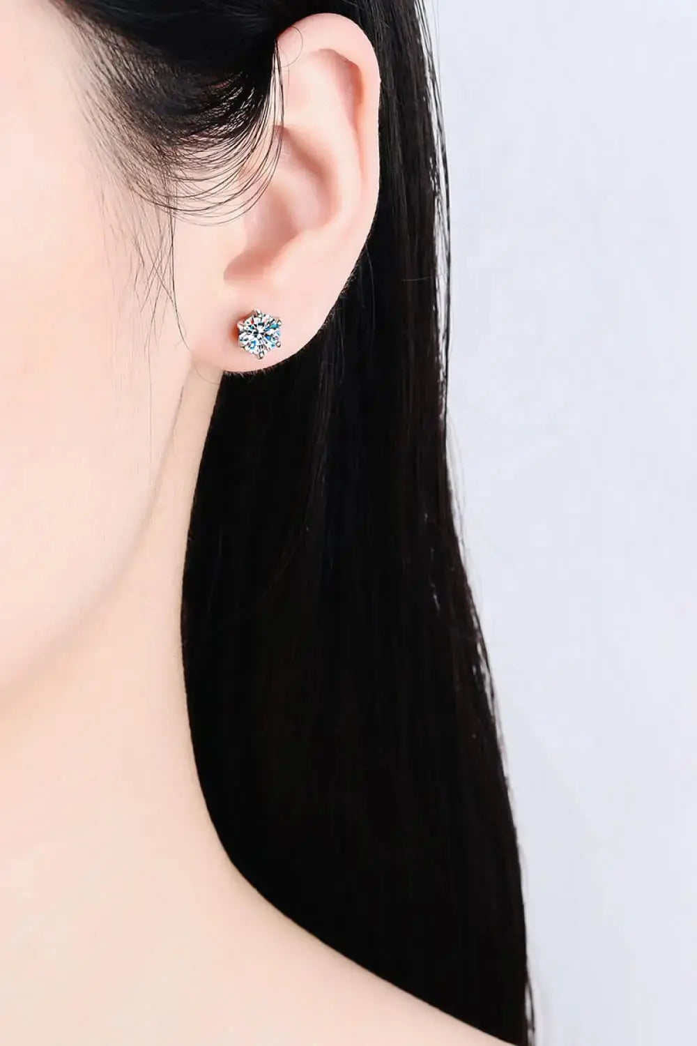 Lovcia 1 Carat Moissanite Rhodium-Plated Stud Earrings-Earrings-Silver-One Size-Silver