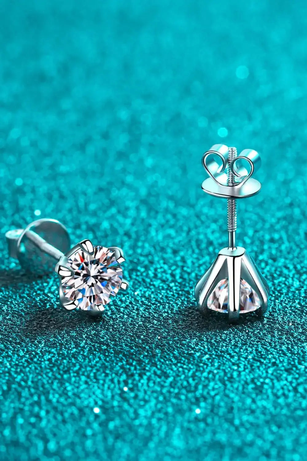 Lovcia 1 Carat Moissanite Rhodium-Plated Stud Earrings-Earrings-Silver-One Size-Silver