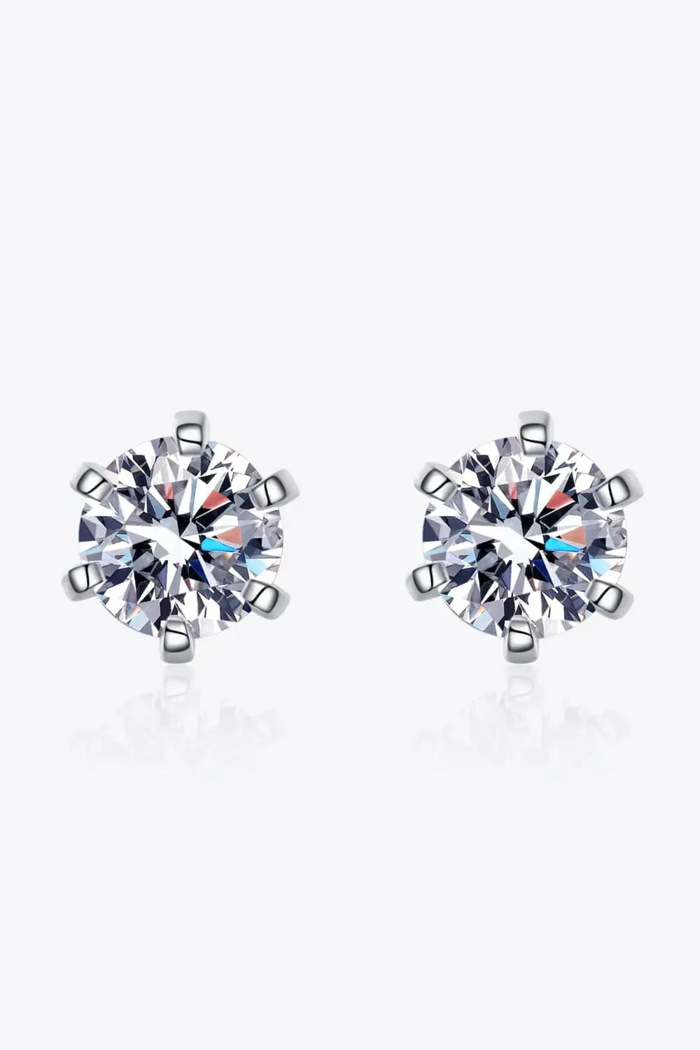 Lovcia 1 Carat Moissanite Rhodium-Plated Stud Earrings-Earrings-Silver-One Size-Silver