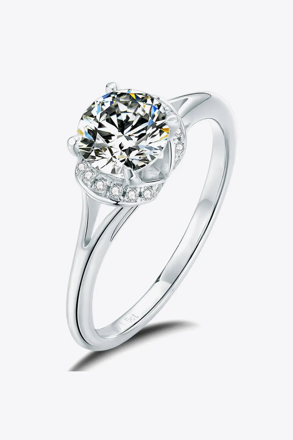 Lovcia 1 Carat Moissanite Split Shank Ring-Rings-Silver-4.5-Silver