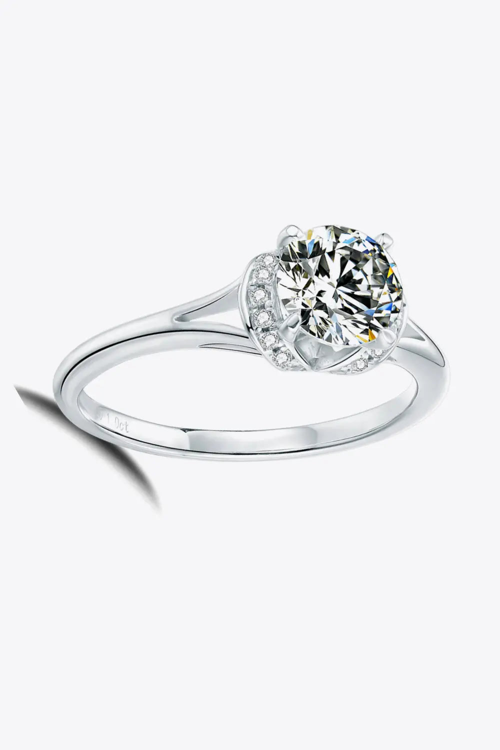 Lovcia 1 Carat Moissanite Split Shank Ring-Rings-Silver-4.5-Silver