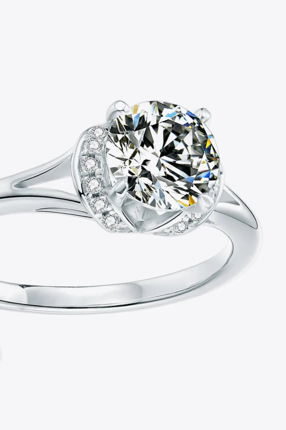 Lovcia 1 Carat Moissanite Split Shank Ring-Rings-Silver-4.5-Silver
