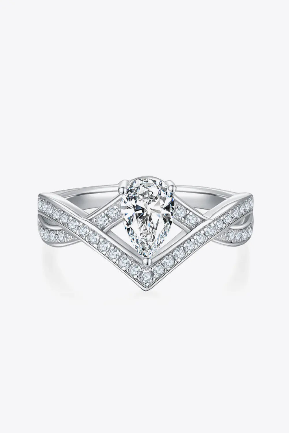 Lovcia 1 Carat Moissanite Teardrop 925 Sterling Silver Ring-Rings-Silver-4.5-Silver
