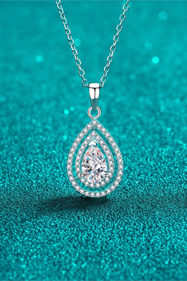 Lovcia 1 Carat Moissanite Teardrop Pendant Necklace-Necklaces-Silver-One Size-Silver