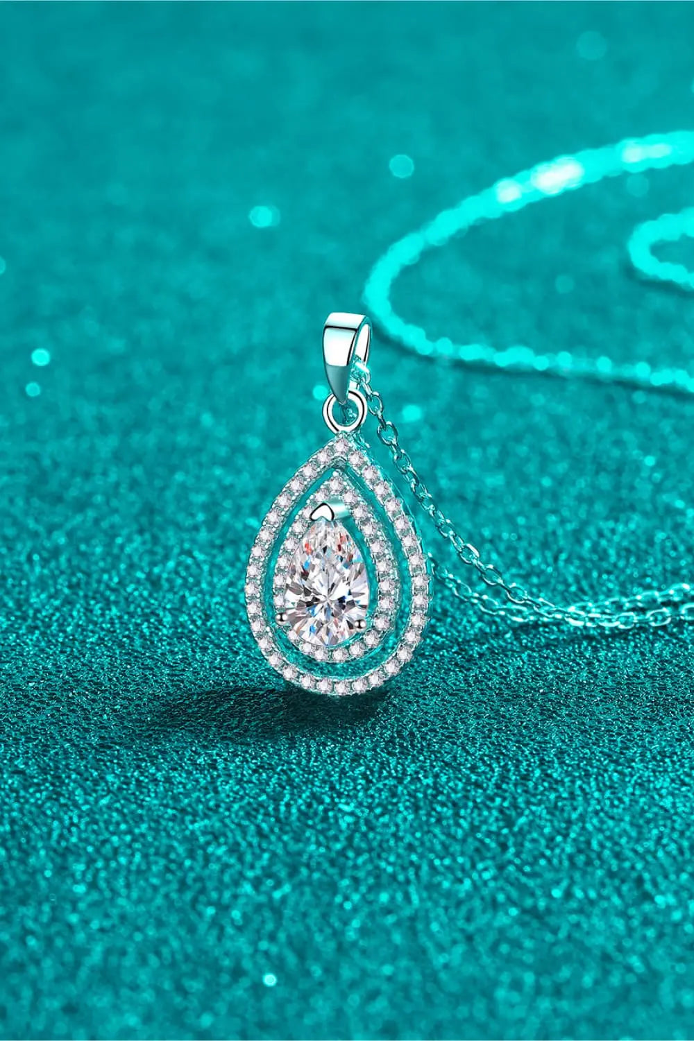 Lovcia 1 Carat Moissanite Teardrop Pendant Necklace-Necklaces-Silver-One Size-Silver