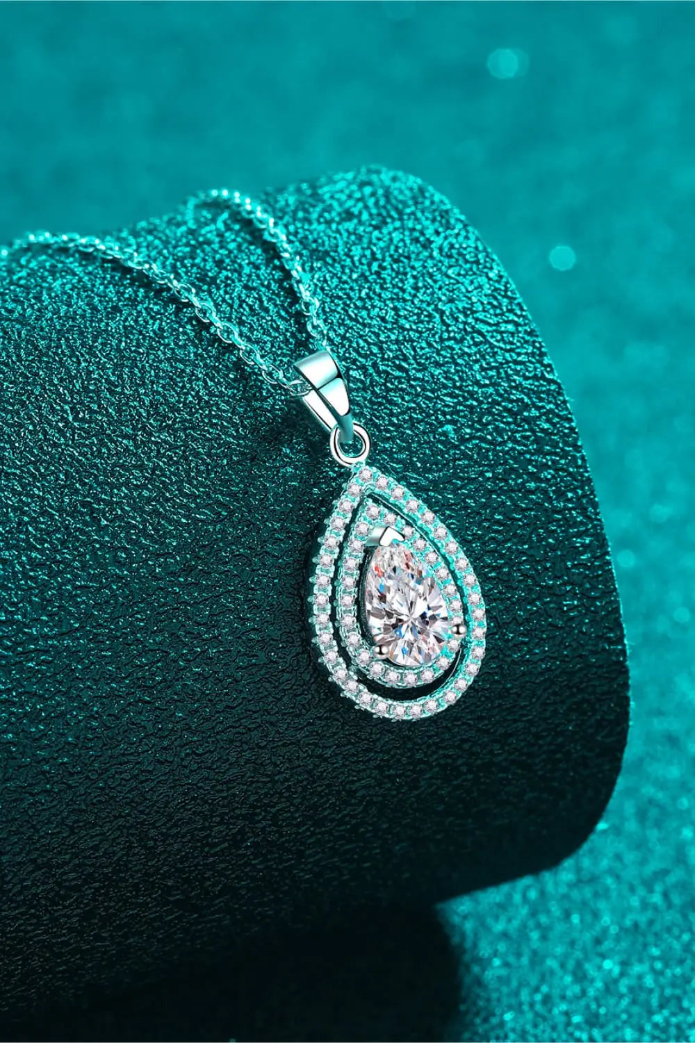 Lovcia 1 Carat Moissanite Teardrop Pendant Necklace-Necklaces-Silver-One Size-Silver
