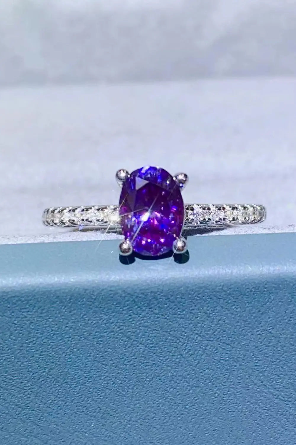 Lovcia 1 Carat Purple Moissanite 4-Prong Ring-Rings-Purple-5-Purple