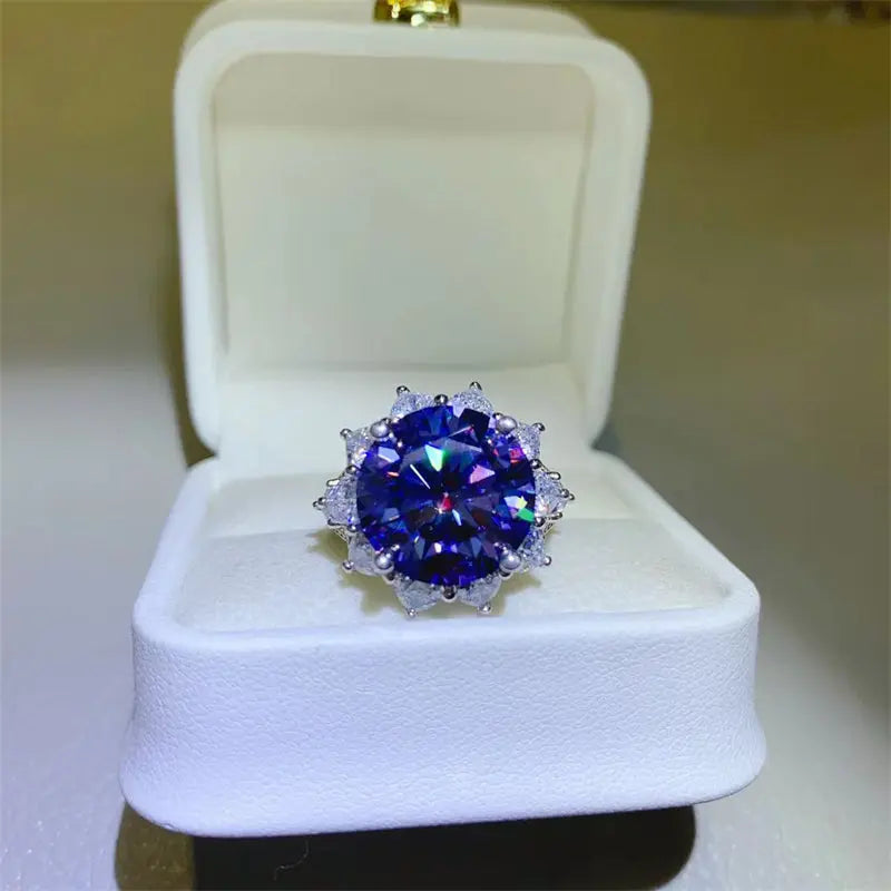 Lovcia 10 Carat Moissanite 925 Sterling Silver Ring-Rings-Navy-6-Navy