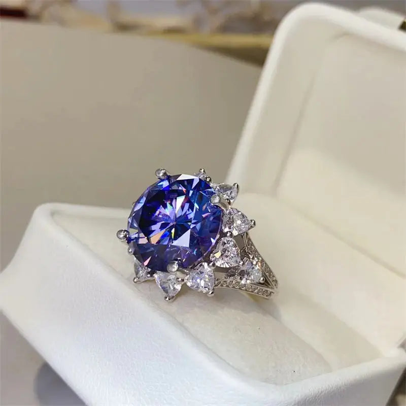 Lovcia 10 Carat Moissanite 925 Sterling Silver Ring-Rings-Navy-6-Navy