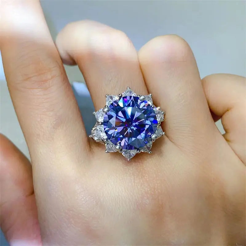 Lovcia 10 Carat Moissanite 925 Sterling Silver Ring-Rings-Navy-6-Navy