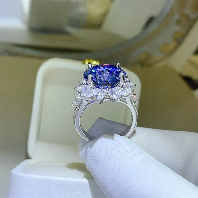 Lovcia 10 Carat Moissanite 925 Sterling Silver Ring-Rings-Navy-6-Navy