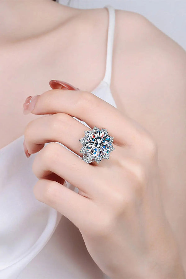 Lovcia 10 Carat Moissanite Flower-Shaped Ring-Rings-Silver-5-Silver