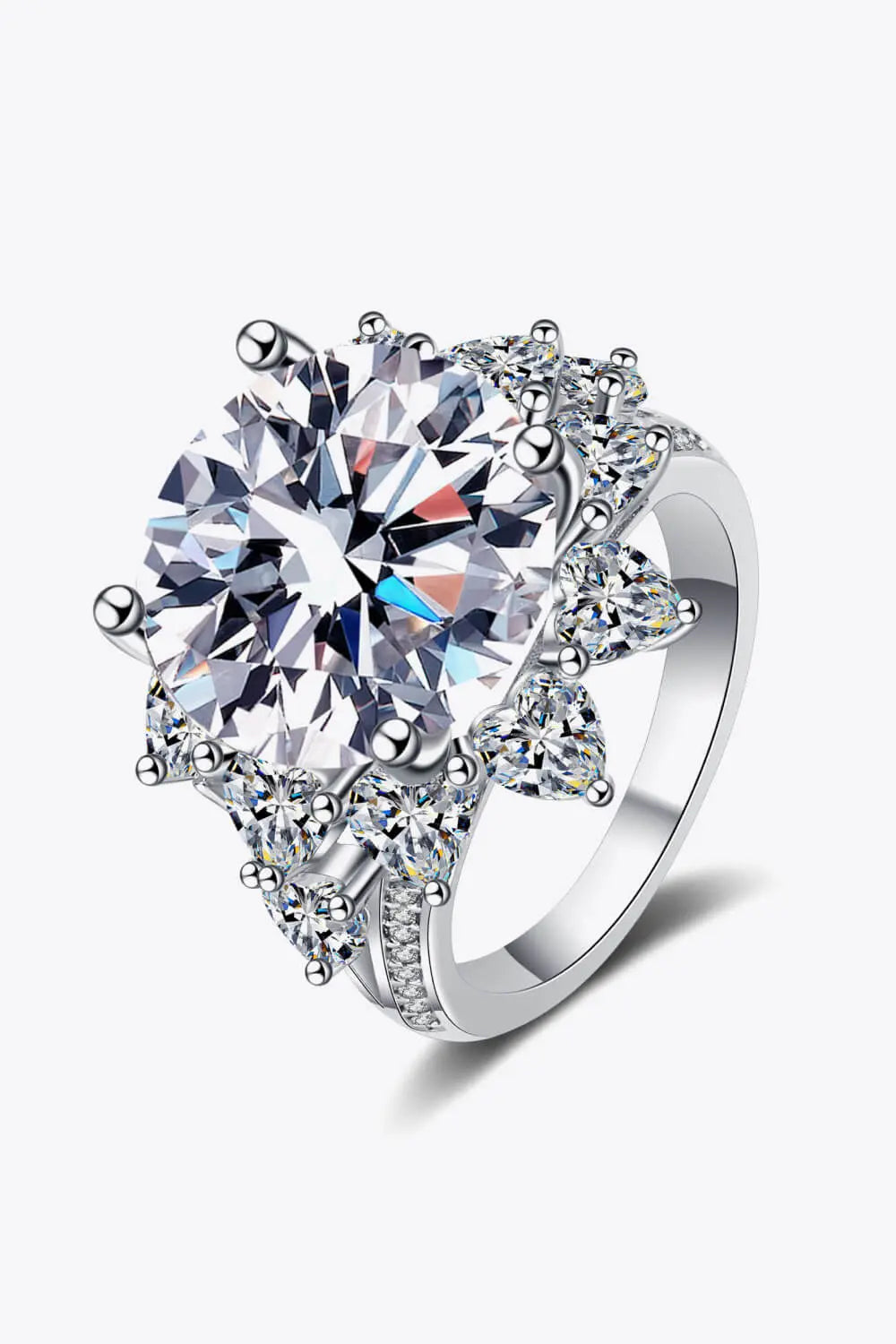 Lovcia 10 Carat Moissanite Flower-Shaped Ring-Rings-Silver-5-Silver