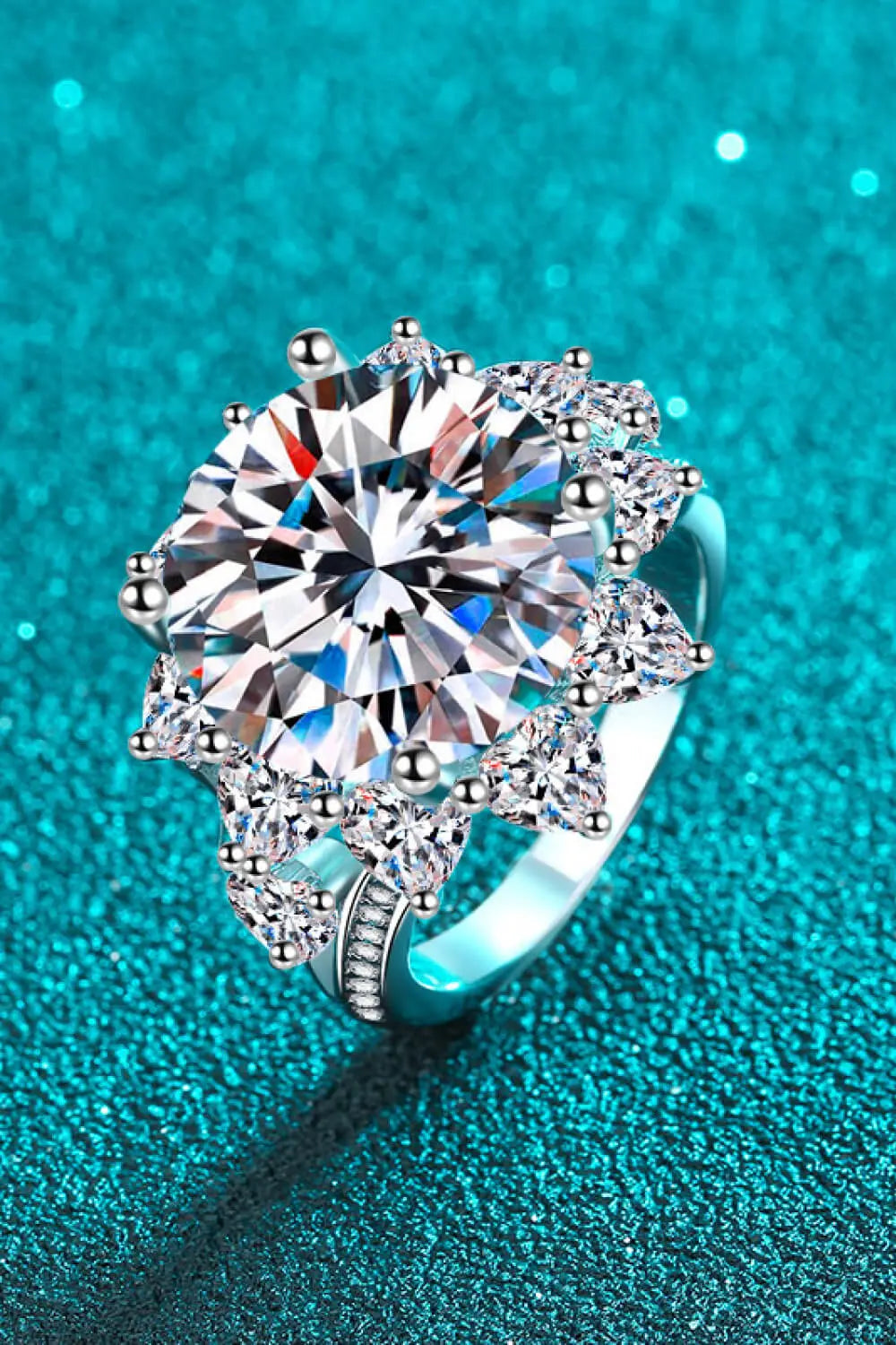 Lovcia 10 Carat Moissanite Flower-Shaped Ring-Rings-Silver-5-Silver