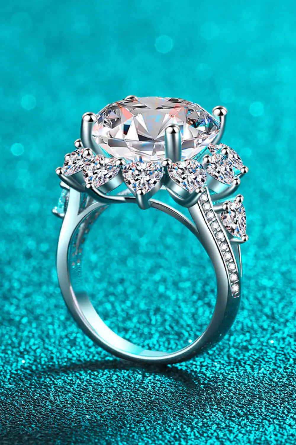 Lovcia 10 Carat Moissanite Flower-Shaped Ring-Rings-Silver-5-Silver