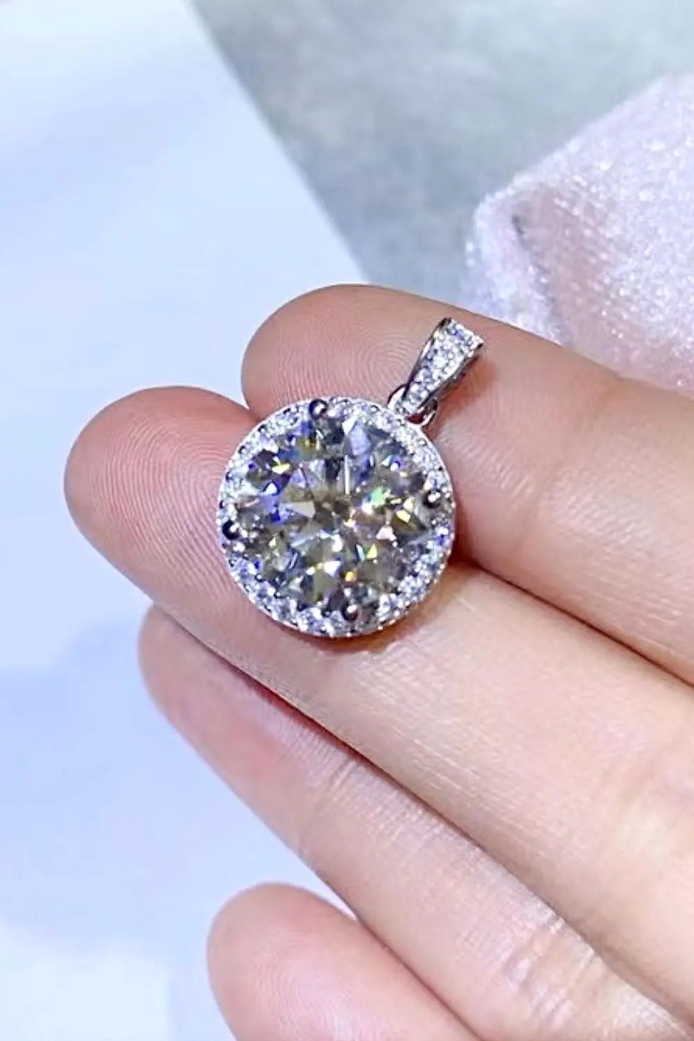 Lovcia 10 Carat Moissanite Pendant Platinum-Plated Necklace-Necklaces-White-One Size-White
