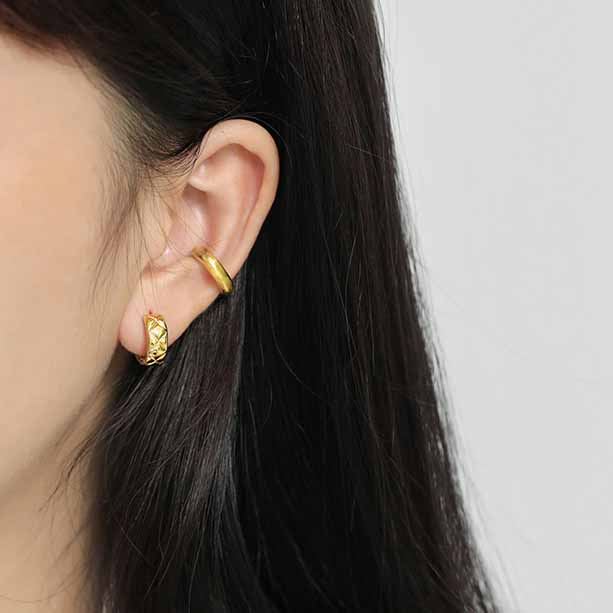 Lovcia 10.5mm Gold Plated Circle Non Pierced Earring-Earrings-Yellow Gold-