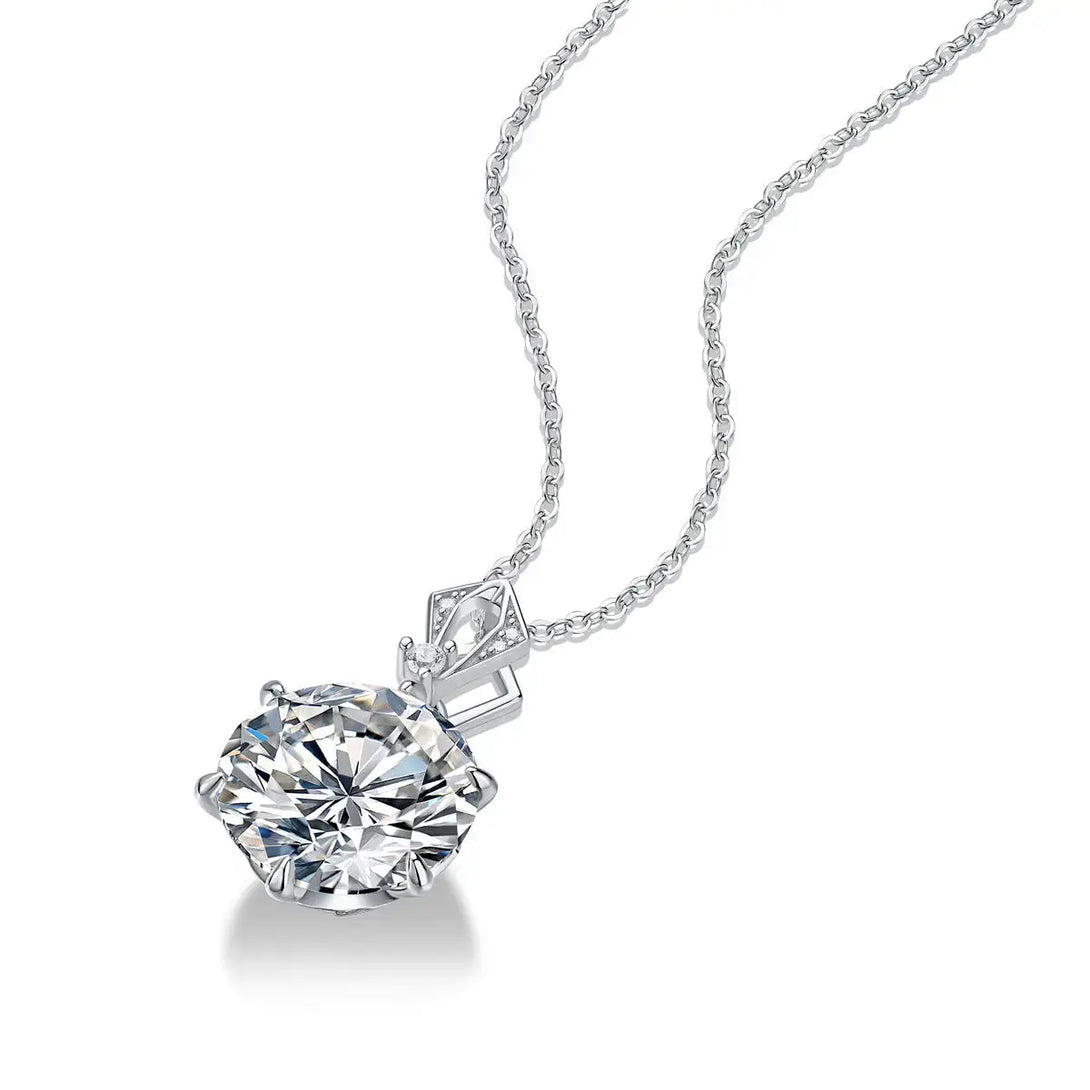 Lovcia 10ct Moissanite CZ Round Necklace 925 Sterling Silver-Necklaces-10 ct ( Certificate Included )-10 ct ( Certificate Included )