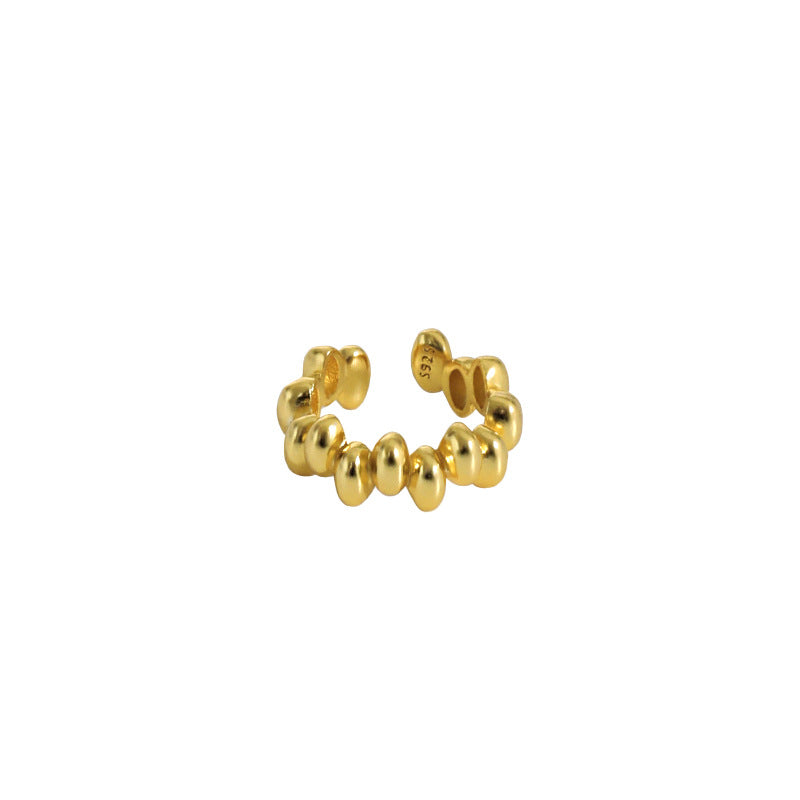 Lovcia 10mm Gold Tone Bead Hoop Non-Pierced Earrings 925-Earrings-Yellow Gold-