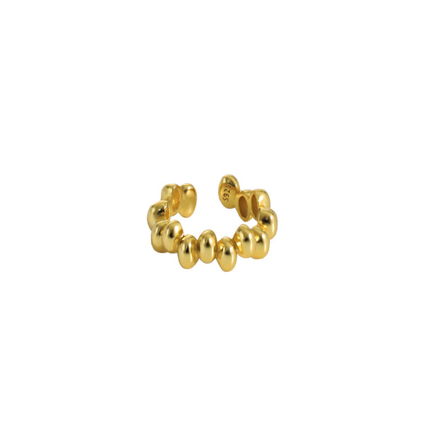 Lovcia 10mm Gold Tone Bead Hoop Non-Pierced Earrings 925-Earrings-Yellow Gold-