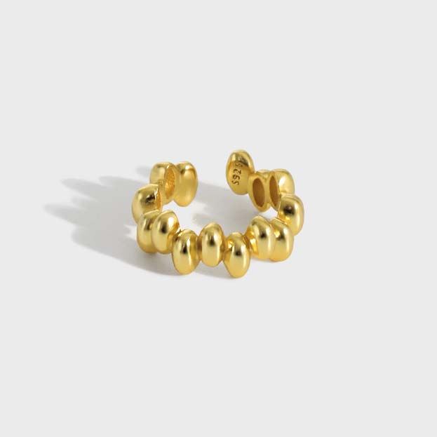 Lovcia 10mm Gold Tone Bead Hoop Non-Pierced Earrings 925-Earrings-Yellow Gold-