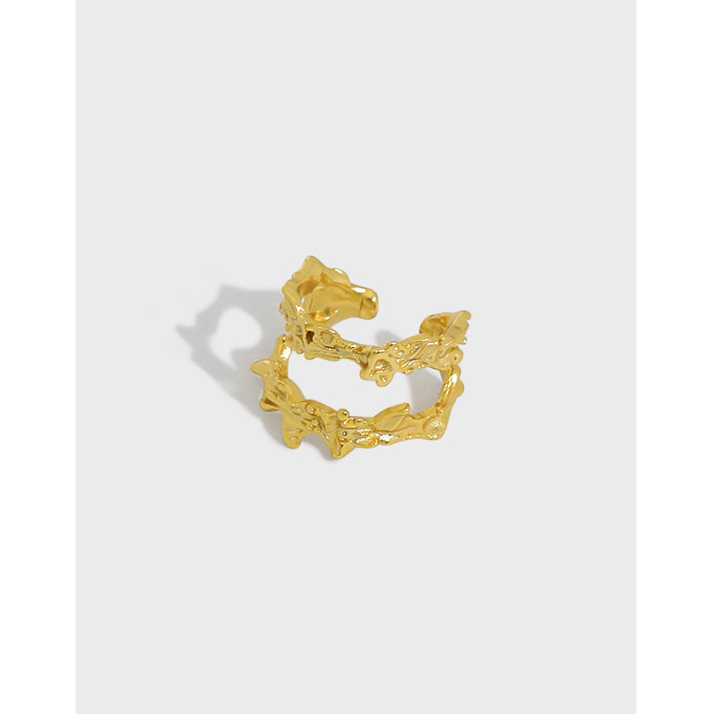 Lovcia 10mm Gold Tone Non Pierced Irregular 925 Earring-Earrings-Yellow Gold (Single)-