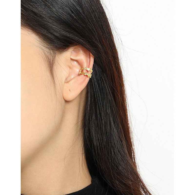 Lovcia 10mm Gold Tone Non Pierced Irregular 925 Earring-Earrings-Yellow Gold (Single)-