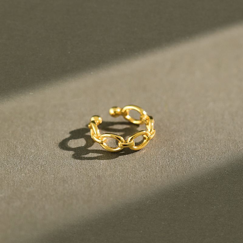 Lovcia 10mm Hollow Chain 925 Silver NonPierced Earring Gold-Earrings-Yellow Gold-