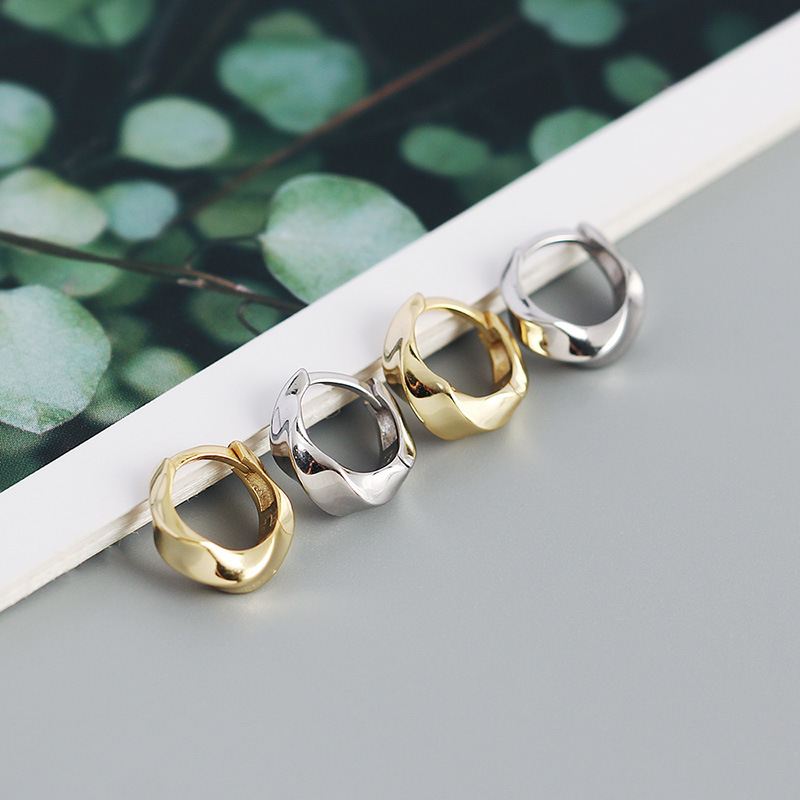 Lovcia 11.5mm 925 Silver Gold Tone Huggie Hoop Earrings-Earrings-Silver-