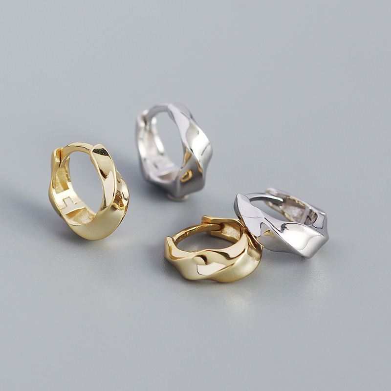 Lovcia 11.5mm 925 Silver Gold Tone Huggie Hoop Earrings-Earrings-Silver-